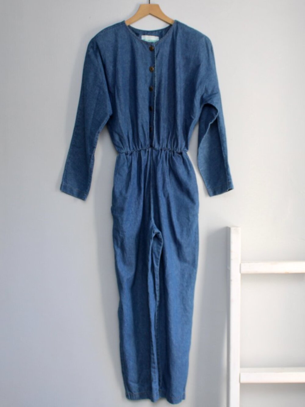 Willow Ridge VTG 90s Blue Denim Romper Jumpsuit Long Sleeve Women's Size Small